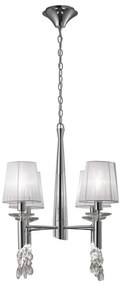 Candelabru elegant cu 4 brate Tiffany crom/ abajur alb