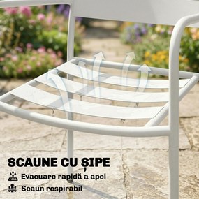 Outsunny Set Bistrò 3 Piese din Oțel Galvanizat, Set de Grădină cu 2 Scaune și Masă din Sticlă Temperată, Mobilier Exterior pentru Terasă, Balcon, Alb | Aosom Romania