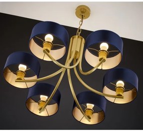 Jupiter 2095 - Candelabru ARTHUR cu lanț 6xE27/15W/230V albastru/auriu