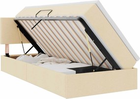 vidaXL Pat cu saltea și LED cu saltea Creme 90 x 190 cm țesătură