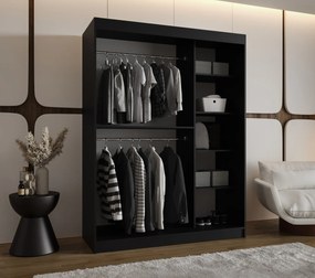 Dulap de haine 150 cm Boomer 3 (Negru) (cu iluminat). 1126280