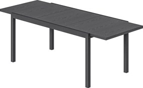 Outsunny Masă de Grădină Extensibilă Blat Aluminiu Efect Lemn Picioare Reglabile 8-10 Persoane 214x85x75cm Gri Antracit | Aosom Romania