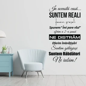 Sticker Autocolant Decorativ "In acesta casa..", 86x47 cm, Negru, Oracal