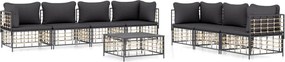 vidaXL Set mobilier de grădină cu perne, 8 piese, antracit, poliratan