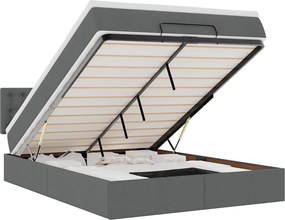 vidaXL Pat otoman cu saltea țesătură gri închis 140x200 cm