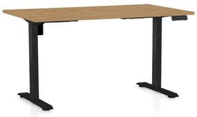 Masă înălțime reglabilă OfficeTech B, 120 x 80 cm, picioare negre, stejar piatra