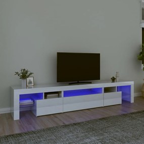 Comoda TV cu lumini LED, alb extralucios, 215x36,5x40cm 1, Alb foarte lucios, 215 x 36.5 x 40 cm