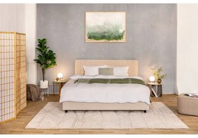 Pat matrimonial bej tapițat cu spațiu de depozitare cu somieră 180x200 cm Myra Slim Line – Bonami Selection