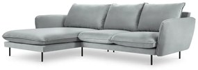 Coltar tapitat Vienna 5 locuri velvet/picioare negre – L255 x l170 x h95