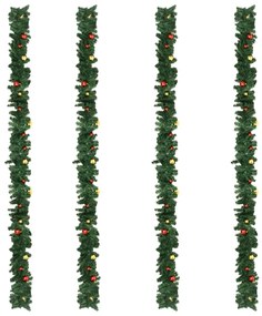 Ghirlande de Craciun cu globuri, 4 buc., verde, 270 cm, PVC 4, Multicolour
