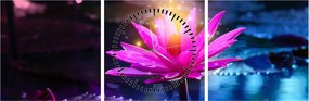 Tablou cu lotus pe apă (cu ceas) (90x30 cm)