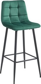 Scaun de bar ARCETO VELVET cu picioare negre, verde inchis