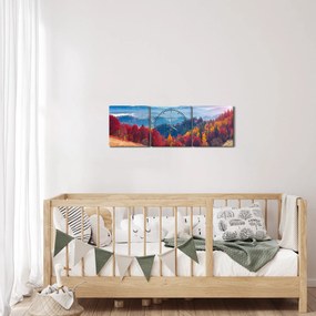 Tablou cu peisaj de toamnă pitoresc (cu ceas) (90x30 cm)