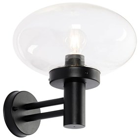 Lampă modernă de perete pentru exterior neagră cu sticlă - Elly