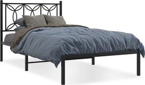 vidaXL Cadru de pat metalic cu tăblie, negru, 100x190 cm