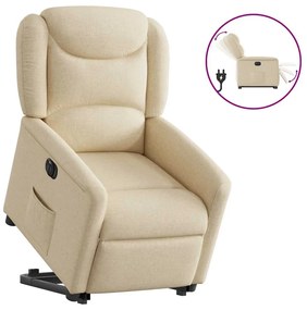 vidaXL Fotoliu electric rabatabil cu ridicare, crem, textil
