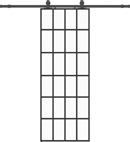 vidaXL Ușă glisantă cu set de feronerie neagră 76x205 cm Sticlă ESG