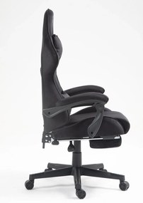 RESIGILAT- Scaun gaming, ergonomic, suport lombar cu masaj, sezut cu arcuri și spumă, spătar reglabil, tetieră, suport pentru picioare, rezistent 150 kg, material textil, Negru