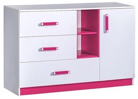 Comodă 130 TO07 Tukino (Alb + Alb + Roz). 1070060
