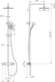 Jasmin Nero set de dus cu baterie termostatata, para de dus si dispersor fix NACN4GT