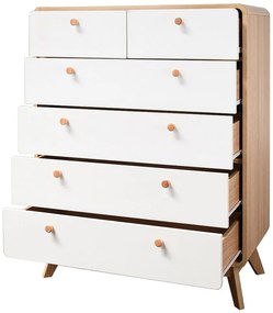 Comodă albă/în culoare naturală înaltă cu aspect de lemn de stejar 81x104 cm Caitlin – Støraa