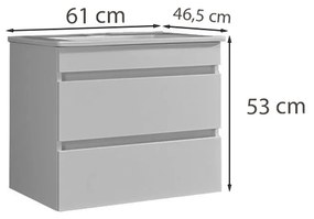 Mască de baie Cube 60 cu chiuvetă ceramică, 2 sertare, gri antracit