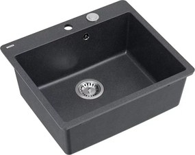 Chiuveta compozit Quadron Unique Morgan 110 negru diamant - inox 57x50 cm