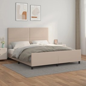 3125462 vidaXL Cadru de pat cu tăblie, cappuccino, 160x200 cm, piele ecologică