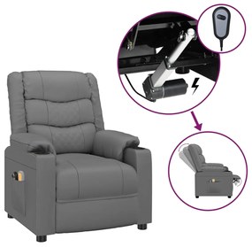3143459 vidaXL Fotoliu de masaj electric, gri, piele ecologică