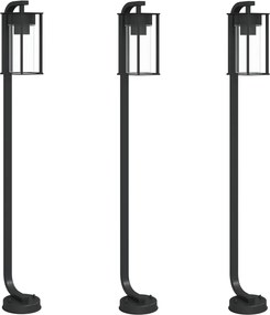 vidaXL Lămpi de podea de exterior 3 buc. negru 100 cm oțel inoxidabil