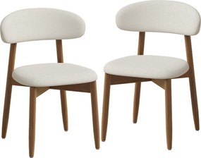 HOMCOM Set 2 scaune de dining moderne, cu spătar curbat, alb crem | Aosom Romania