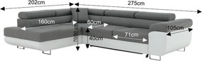 Colţar, alb/gri, model stânga, AMARETO NEW