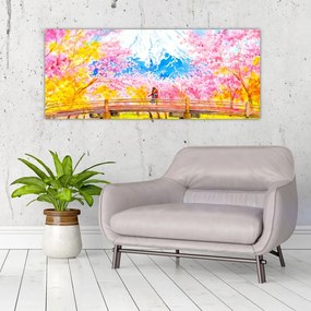 Tablou - Cuplu pictat, acuarelă (120x50 cm)