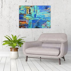 Tablou pe sticlă - pictură abstractă în ulei (70x50 cm)