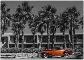 Tablou - Mașină roșie, retro (70x50 cm)