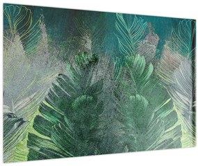 Tablou - Textura de beton cu frunze (90x60 cm)