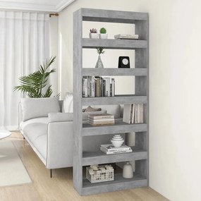 811731 vidaXL Bibliotecă/Separator cameră, gri beton, 80x30x198 cm, PAL