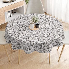 Goldea față de masă decorativă loneta - forme gri - rotundă Ø 100 cm