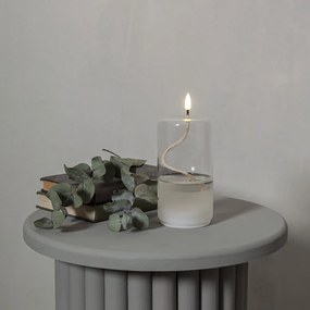 Lumânare albă cu LED în sticlă Star Trading Flamme Float, înălțime 17,5 cm