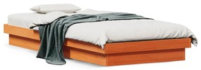 844419 vidaXL Cadru de pat cu LED, maro ceruit, 75x190 cm, lemn masiv pin