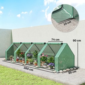 Outsunny Mini Seră Portable Tunel pentru Creșterea Plantelor și Florilor cu Uși Rulabile cu Fermoar, Verde | Aosom Romania