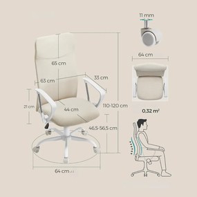 Scaun de birou DINA, max. 120 kg, bej/alb SongmicsHome