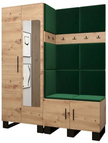 Set mobilier pentru hol Amanda 14 (Stejar artisan + verde). 1085980