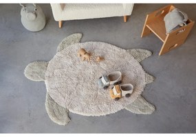 Covor pentru copii bej lavabil/țesut manual din bumbac 110x130 cm Sea Turtle – Lorena Canals