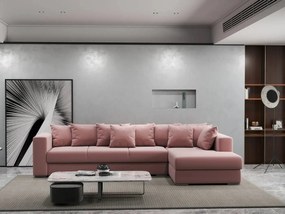 Colțar extensibil dumonde cu ladă de depozitare si sezut confortabil din spuma high-density, Gloria Royal Pink II 320x183 cm