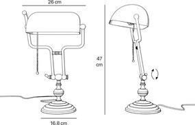 Lampa de birou din alama design clasic Compact Banker