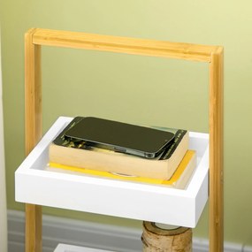 HOMCOM Cărucior de depozitare cu 3 nivele, etajeră ușor de asamblat pentru baie bucătărie birou 28 x 18 x 75 cm alb | Aosom Romania