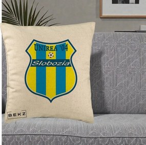 Perna Personalizata Unirea '04 Slobozia Fotbal, 40x40 cm, Bej, Husa Detasabila, Perna Inclusa, BEKZ®