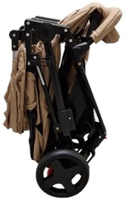 Carucior nou nascuti 2 in 1 pentru gemeni BABY CARE™ PRO P798, Cadru aluminiu, Spatar reglabil in 5 trepte, Amortizoare, Frana picior, Pliabil, Maron
