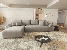 Colțar extensibil dumonde cu ladă de depozitare si sezut confortabil din spuma high-density, Berlin XL Enjoy Grey 350x185 cm